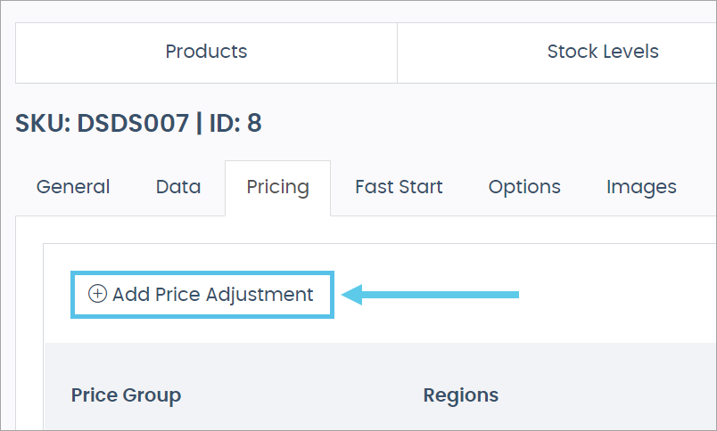 Add Price Adjustment button